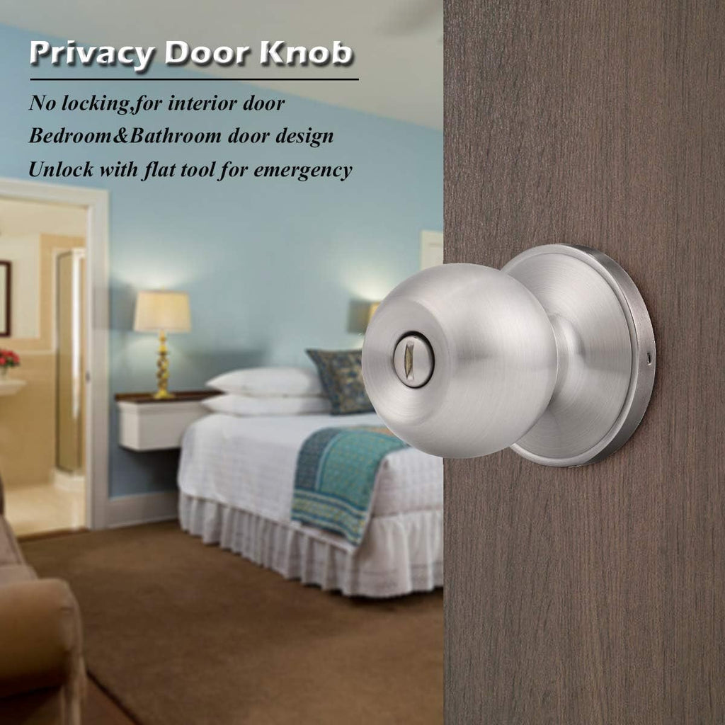 5 Pack Round Door Knobs with Lock in Satin Nickel U7022
