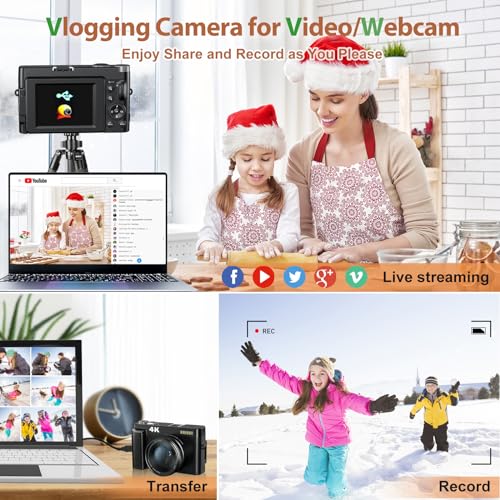 48MP 4K Digital Camera with 3'' 180° Flip Screen 16X Zoom N2723