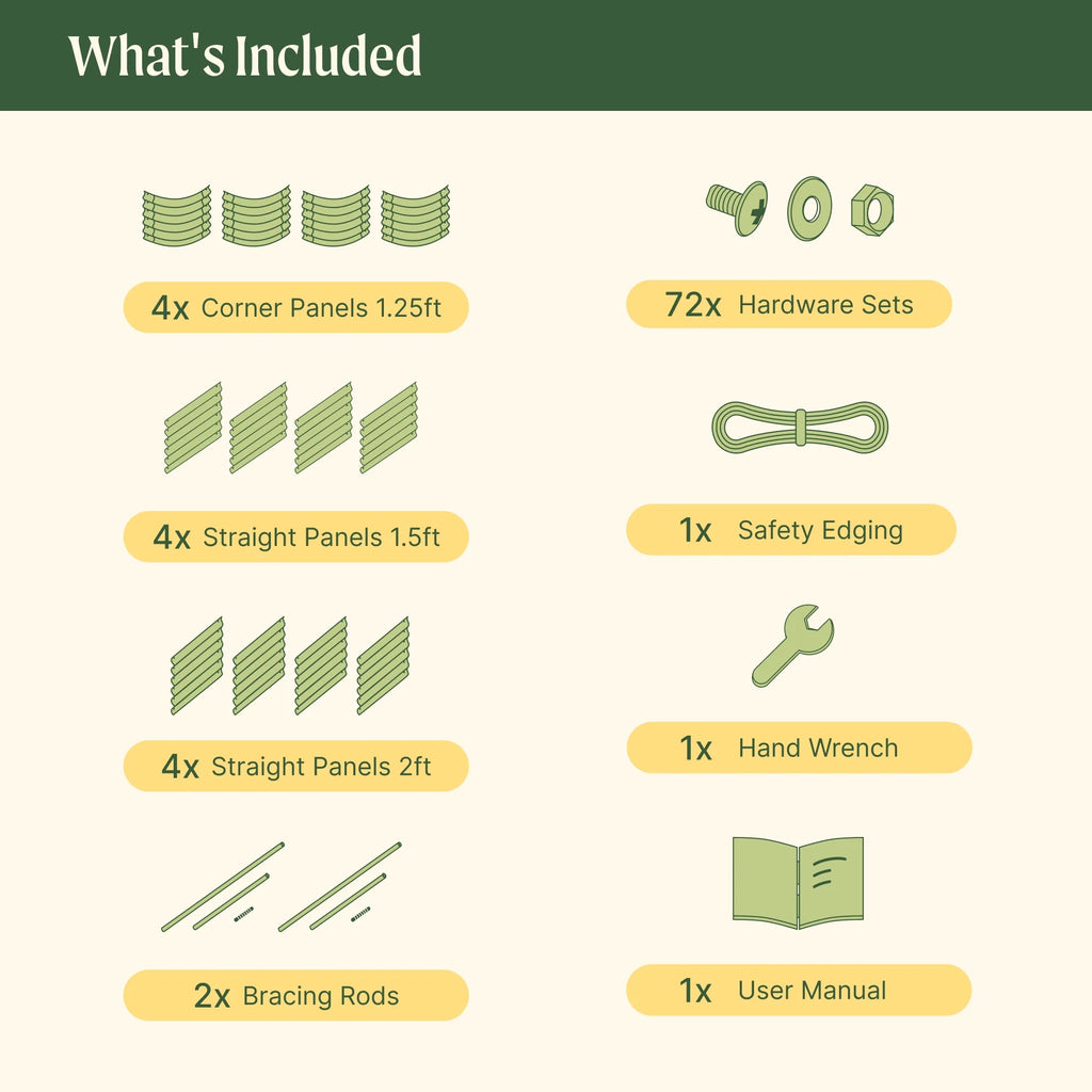 17" 10 in 1 Modular Metal Raised Gardening Bed Olive Green I15191