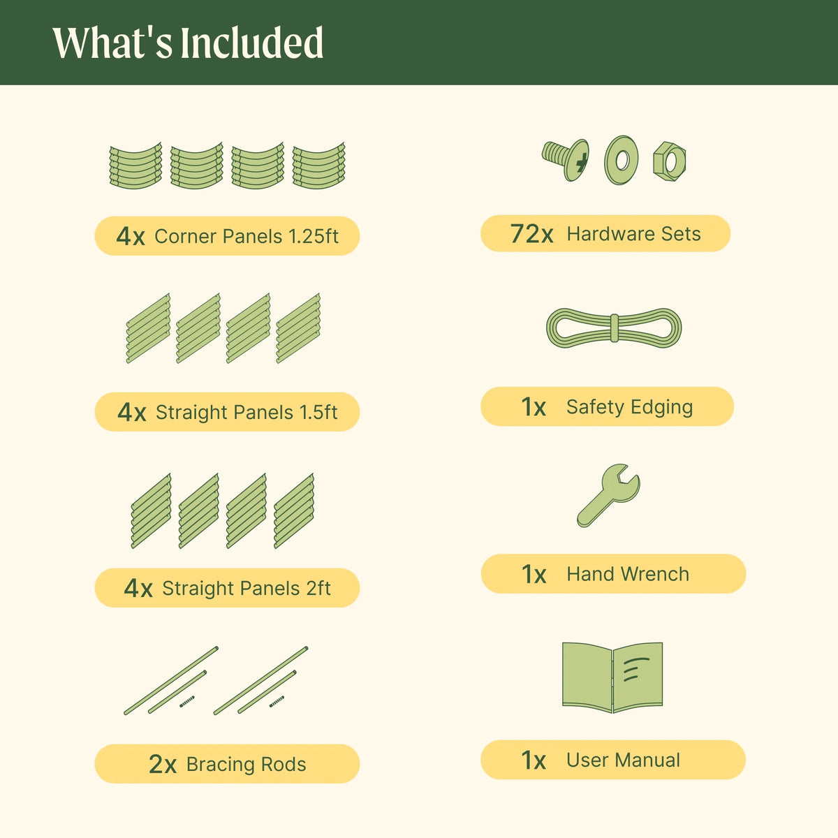 17" 10 in 1 Modular Metal Raised Gardening Bed Olive Green I15191