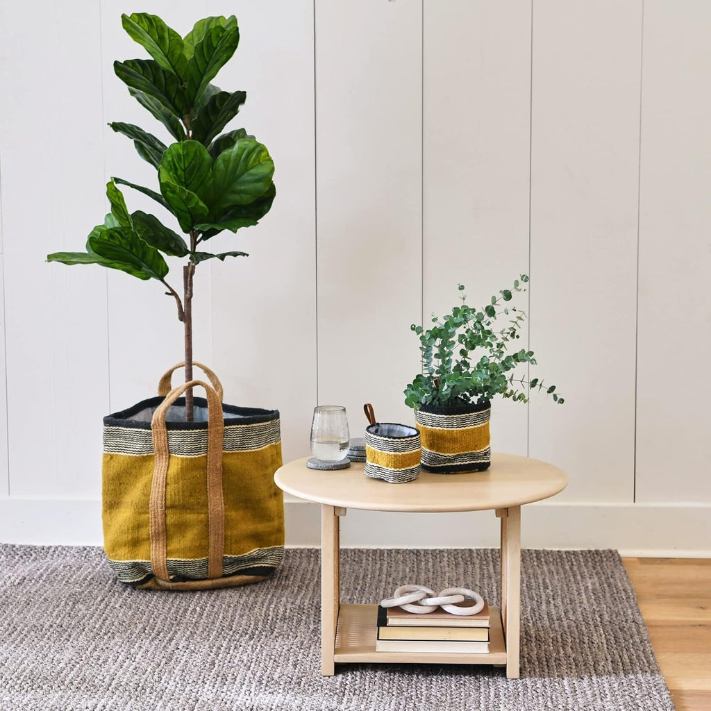 Natural Cane and Solid Mango Wood Round Coffee Table N8512