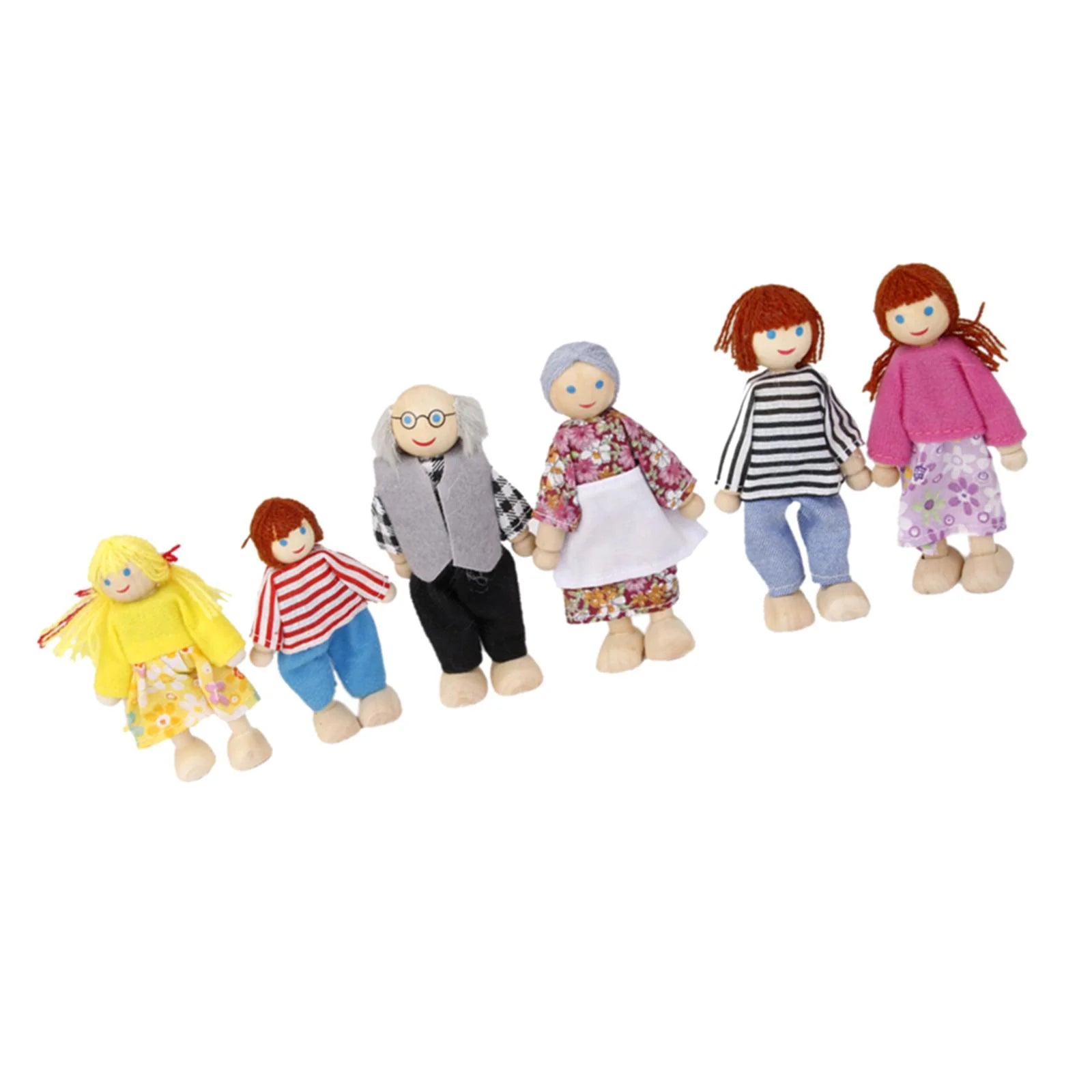 6-Pieces Wooden Doll Family for Dollhouse, 1:12 Scale S52850