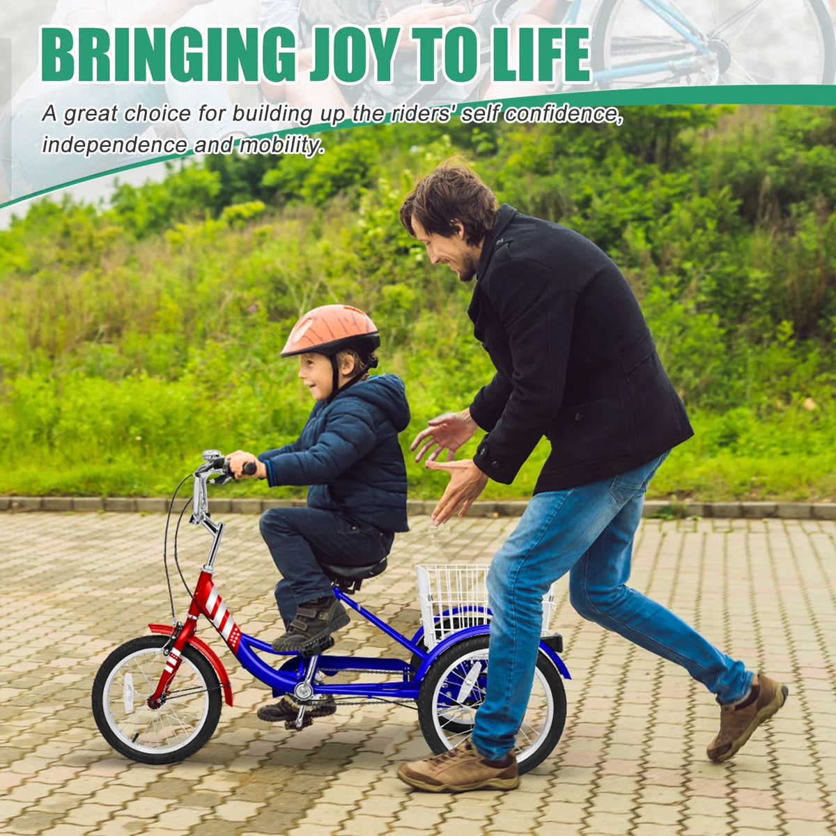 16" Kids Tricycle Three Wheeled Bike with Large Rear Basket X3970