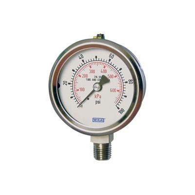 Bourdon Tube Pressure Gauge, 0 to 30 psi, 2.5" Dial, 1/4 NPT(M), Pack of 2 Y894