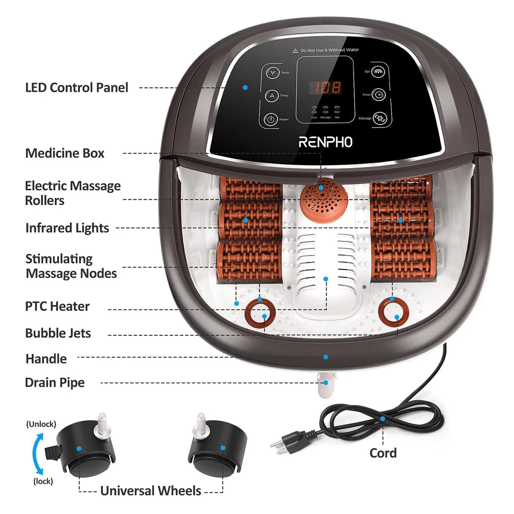 Foot Spa Bath Massager with Heat Bubbles Massage F8573