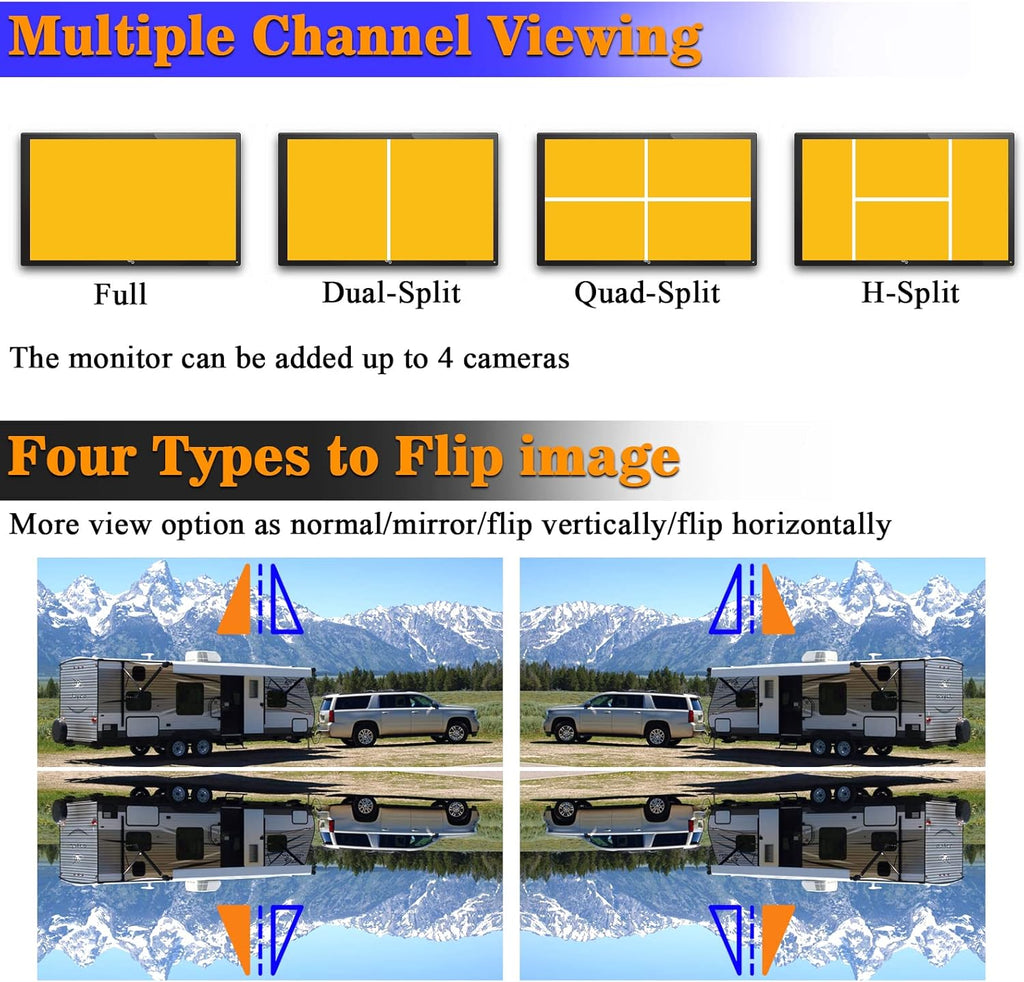 HD 1080P 7 Inch Monitor Wireless Backup Camera System P460