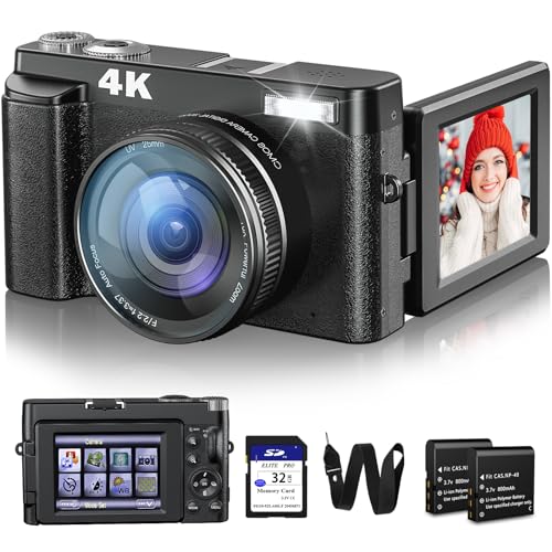 48MP 4K Digital Camera with 3'' 180° Flip Screen 16X Zoom N2723