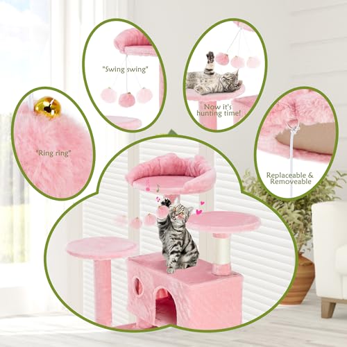 Dark Gray 54 Inches Cat Tree Tower with Scratching Post V752910