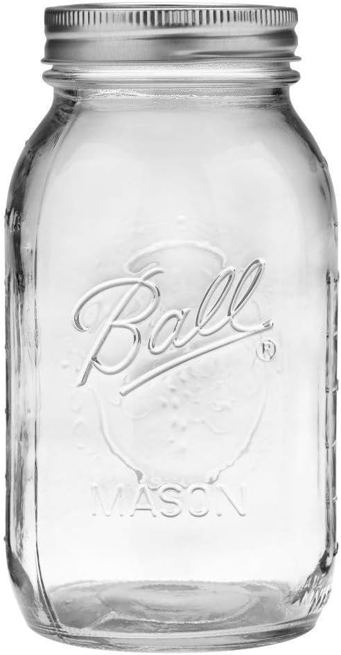 Clear Quart Mason Jar with Lid and Band, 16-Ounces D65413