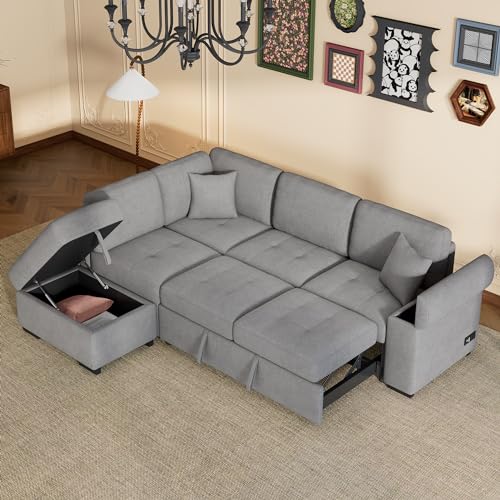 Dark Gray L-Shape Modular Sectional Sofa with Ottoman C251872