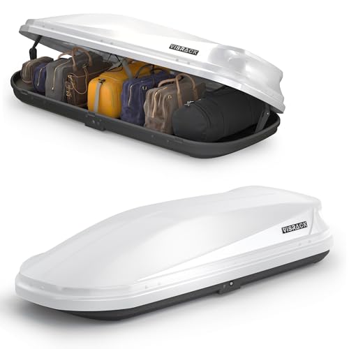 White 21 Cubic Feet Rooftop Cargo Box Carrier with Dual Side Opening G294