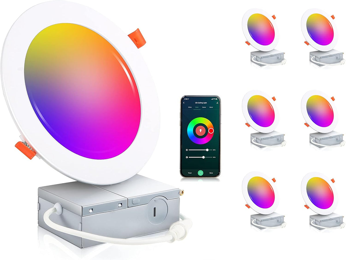 6 Pack 10W Smart Wifi LED Recessed Lights M524