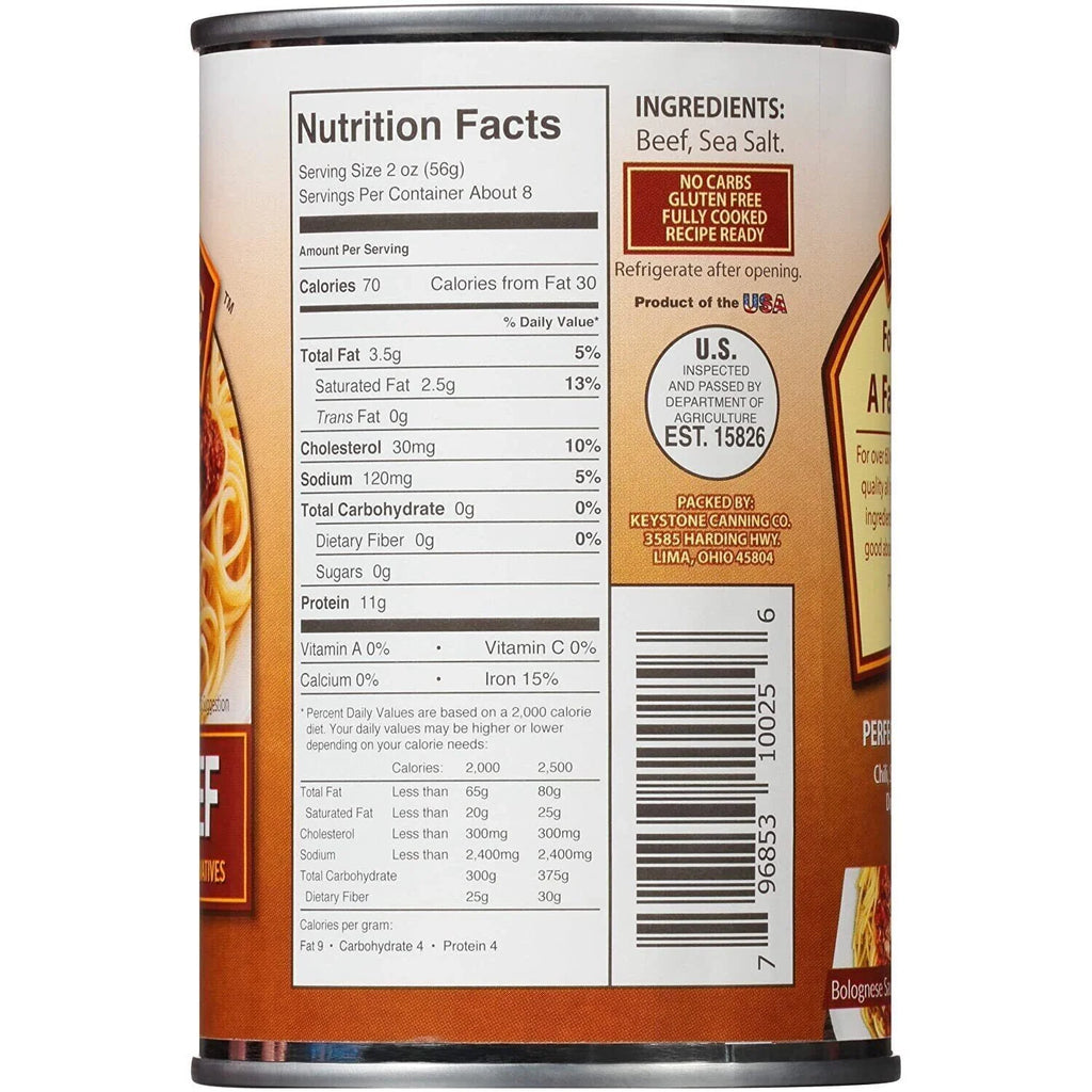 (12 Pack) Ground Beef 14 oz Can Fully Cooked L99334