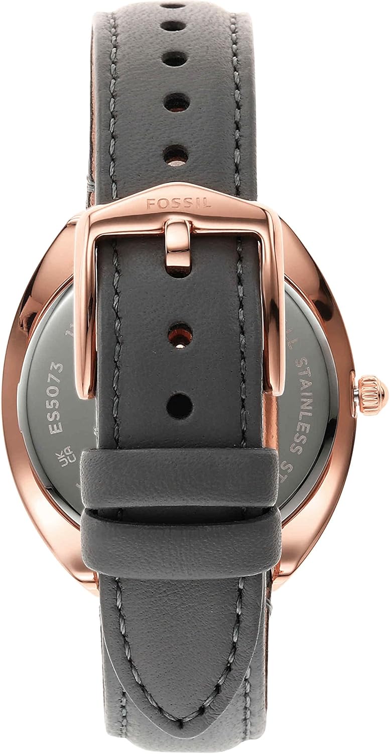 Rose Gold Grey Quartz Stainless Steel and Eco-Leather Three-Hand Watch C778011