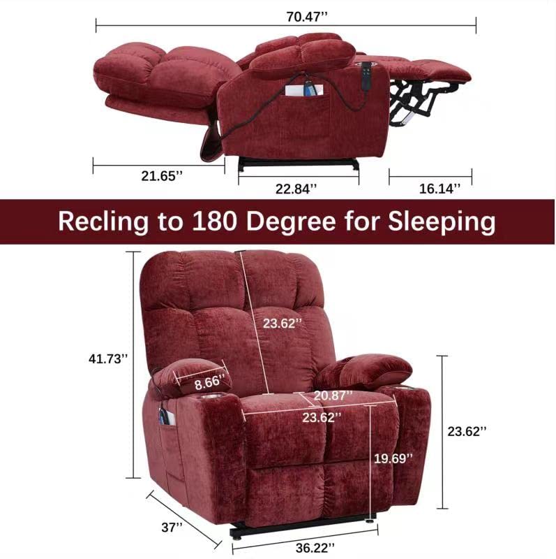 Electric Power Lift Recliner Oversize Chair Fabric L5374