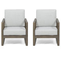 Acacia Wood Club Chair in Gray (Set of 2) E150