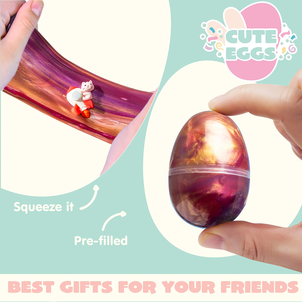 24 Packs Galaxy Slime Eggs with Putty Slime and Toys B72043