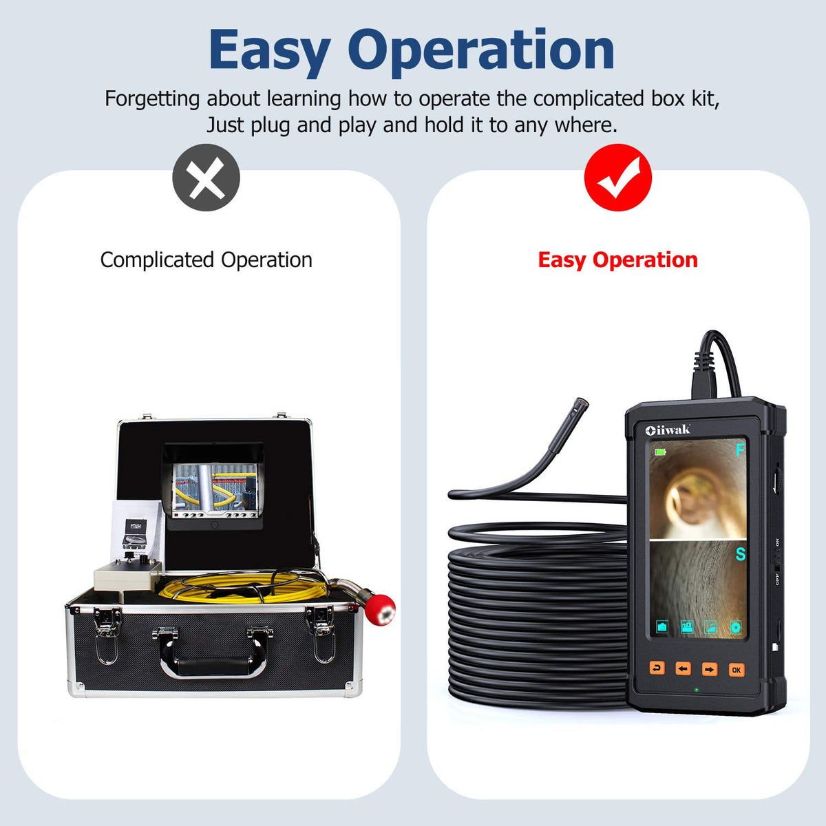 50FT Dual Lens Borescope Camera with Light IP68 Waterproof Q331653