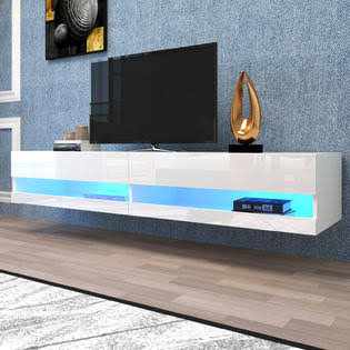Wall Mounted Floating TV Stand with LEDs Storage Cabinet TV Entertainment Center N53664