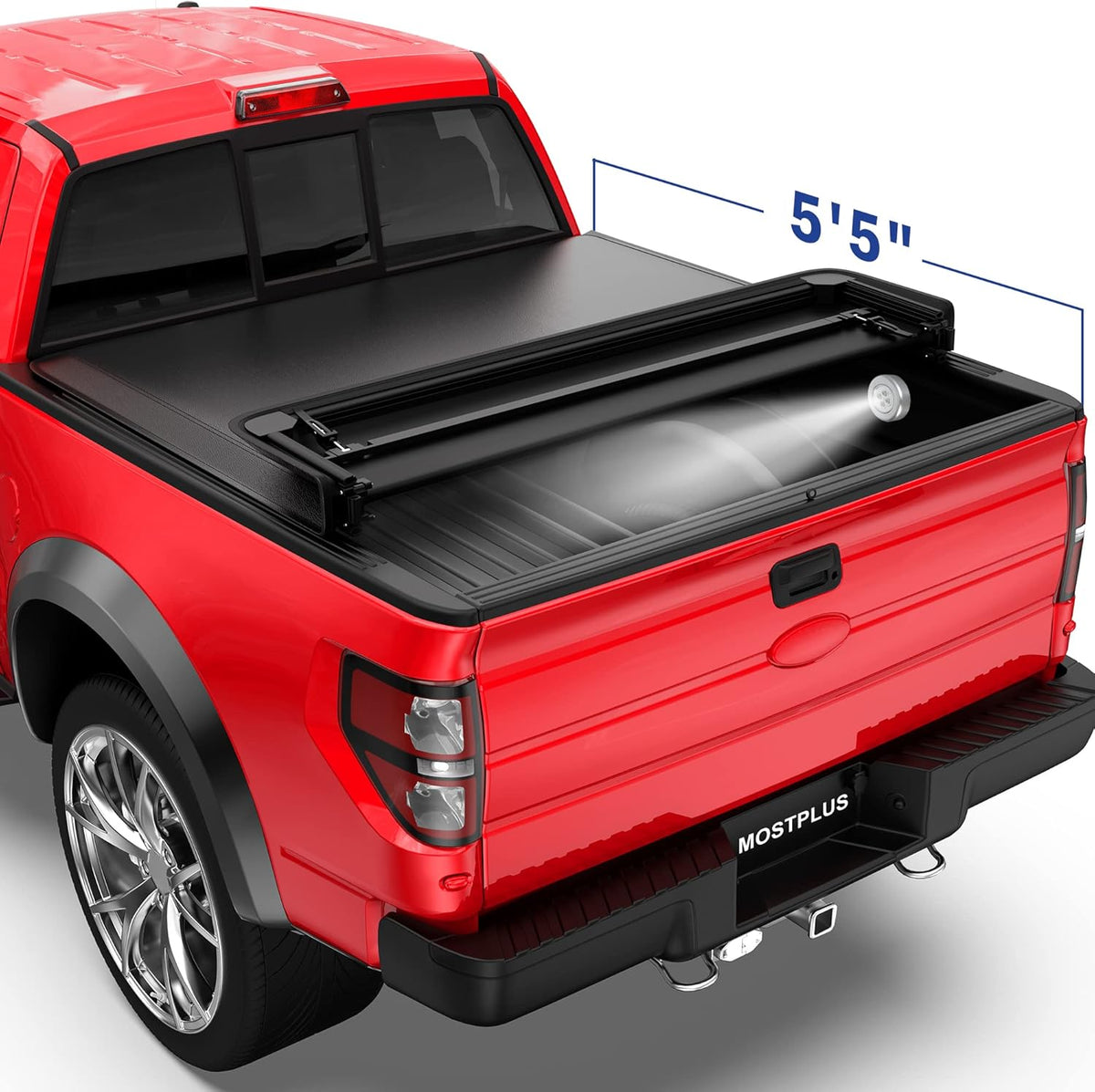 Quad Fold Soft Folding Truck Tonneau Cover for Ford F150 Styleside 5.5 FT Q156457