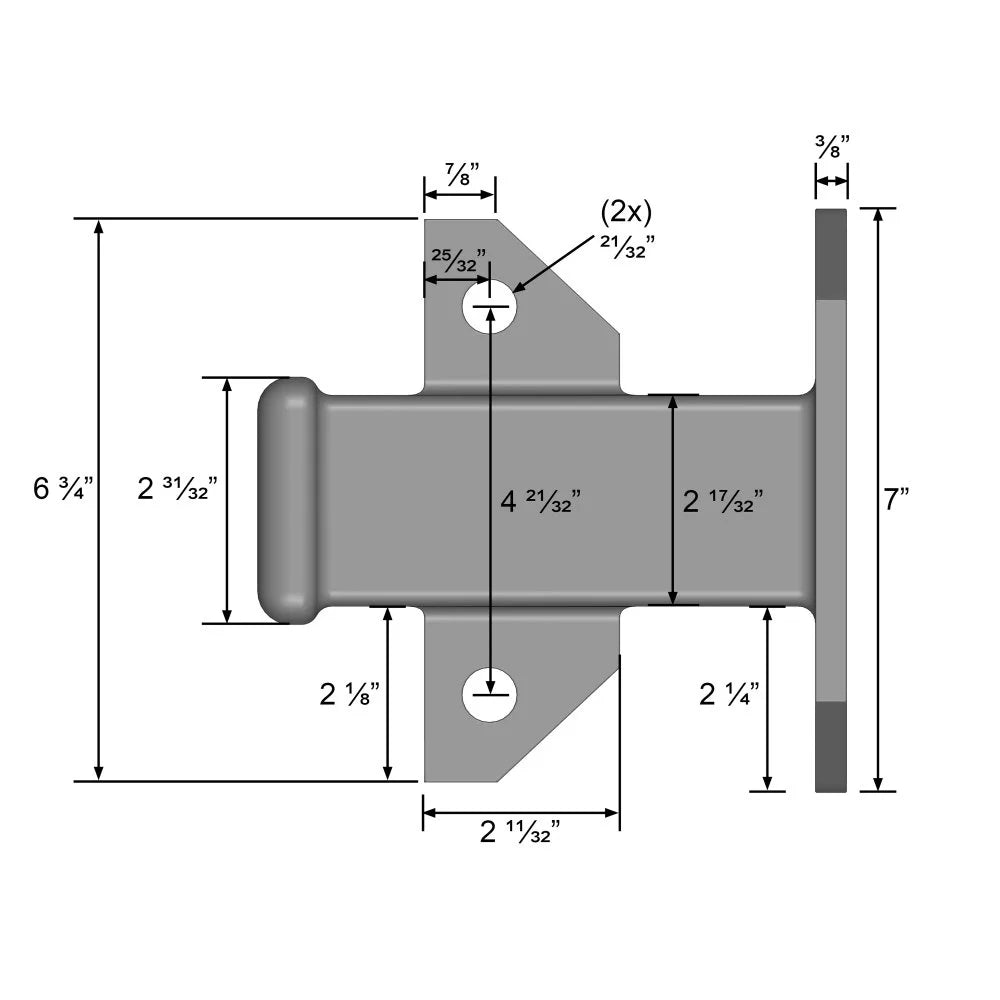 Bolt-On Receiver Tube - 2", Black U4174