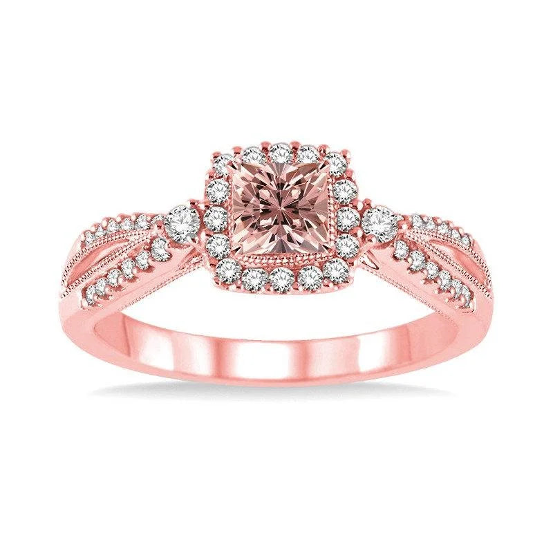 14k Rose Gold Morganite and Diamond Engagement Ring H821522