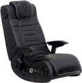 Black Leather Vibrating Floor Gaming Chair with Headrest W4751