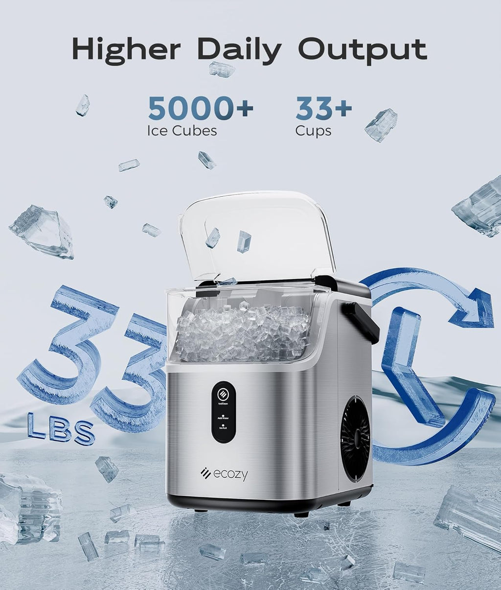 Stainless Steel Nugget Ice Maker, 33 lbs/24H N364060