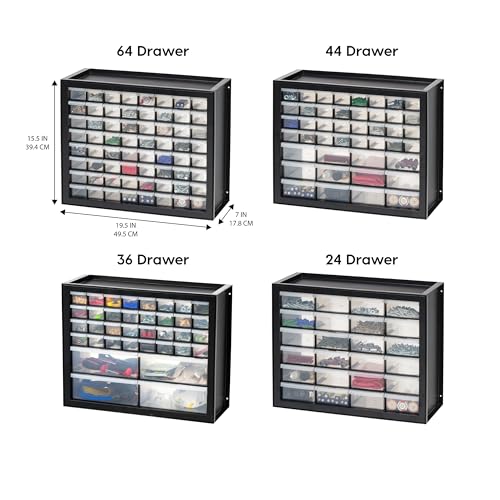 64 Drawer Plastic Parts Cabinet - Black F8817