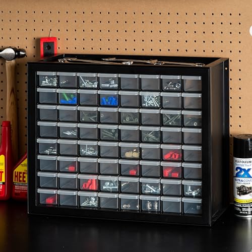 64 Drawer Plastic Parts Cabinet - Black F8817