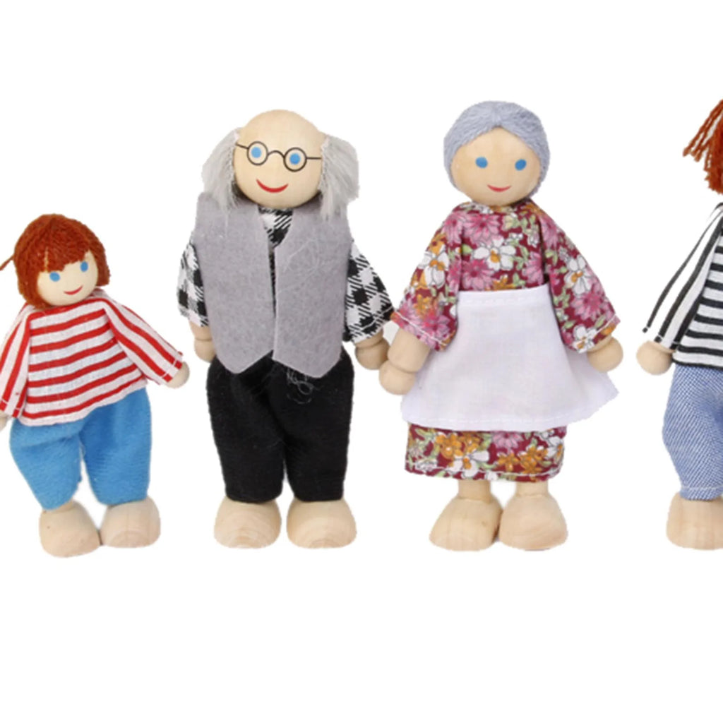 6-Pieces Wooden Doll Family for Dollhouse, 1:12 Scale S52850