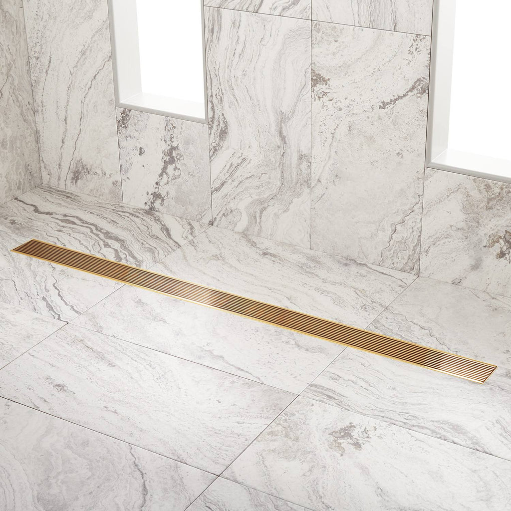 48x22 Linear Shower Drain in Polished Brass Z226470