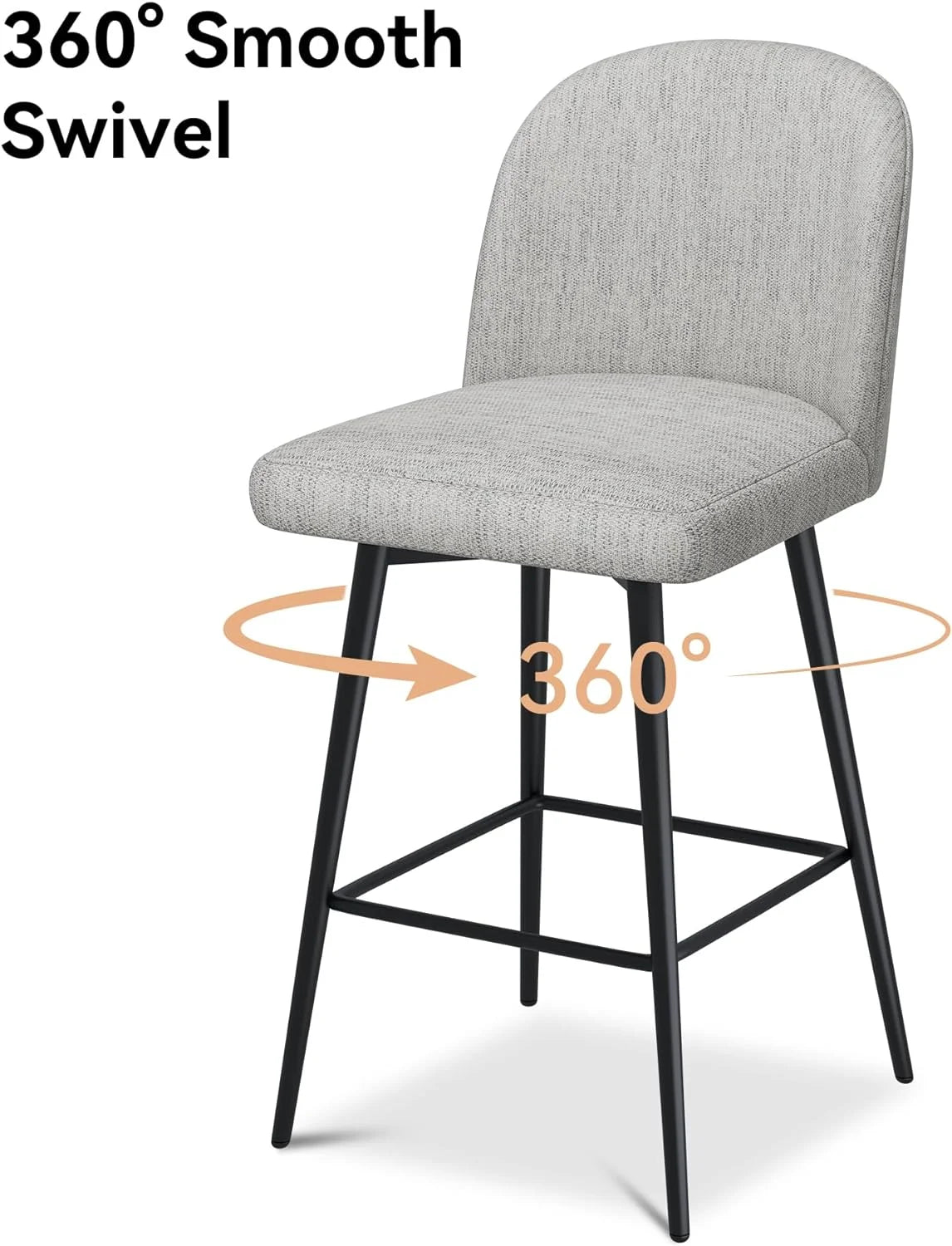 26 Inch Upholstered Bar Stools Set of 2 with Metal Legs Y538809