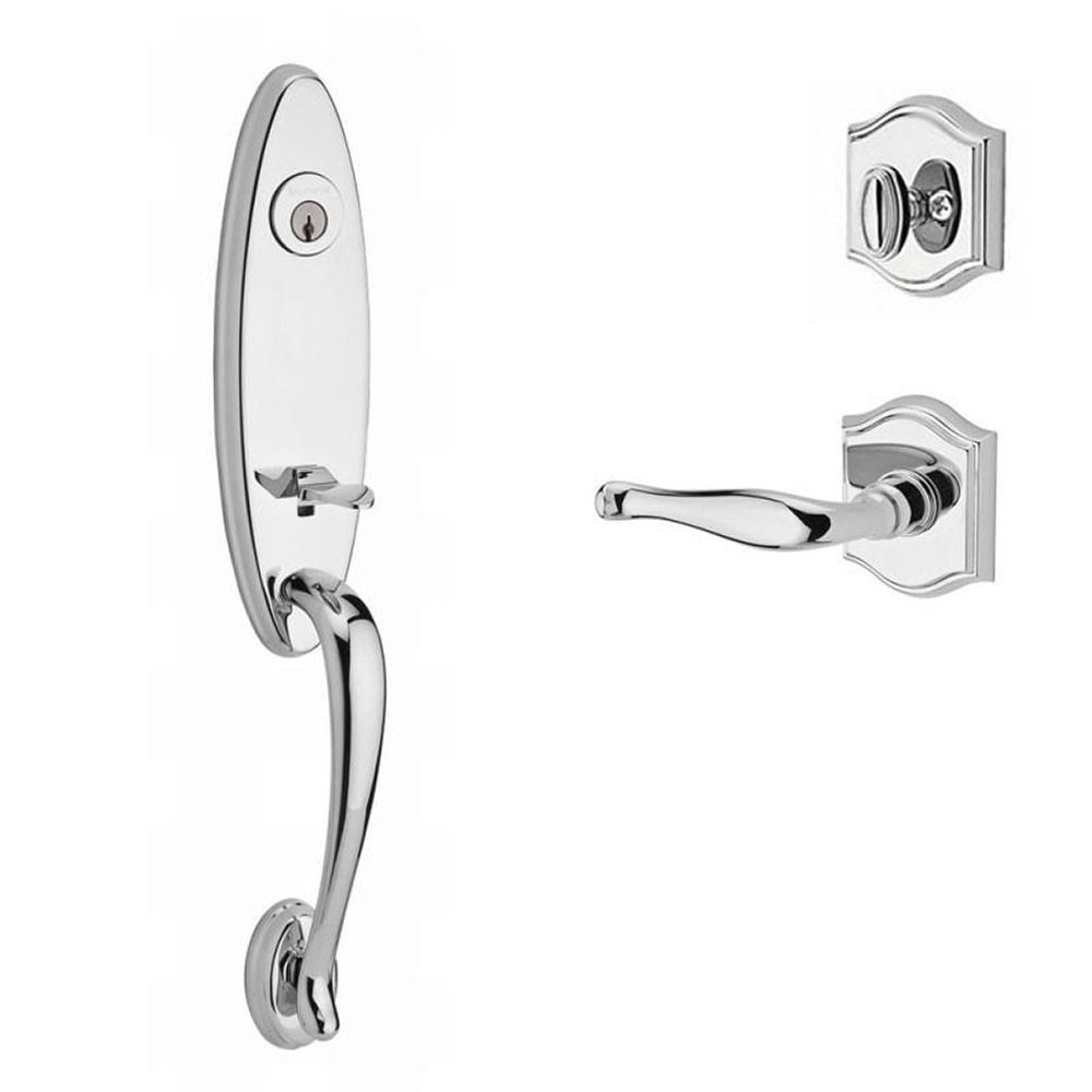 Polished Chrome Handleset with Lever and Arch Rose M964