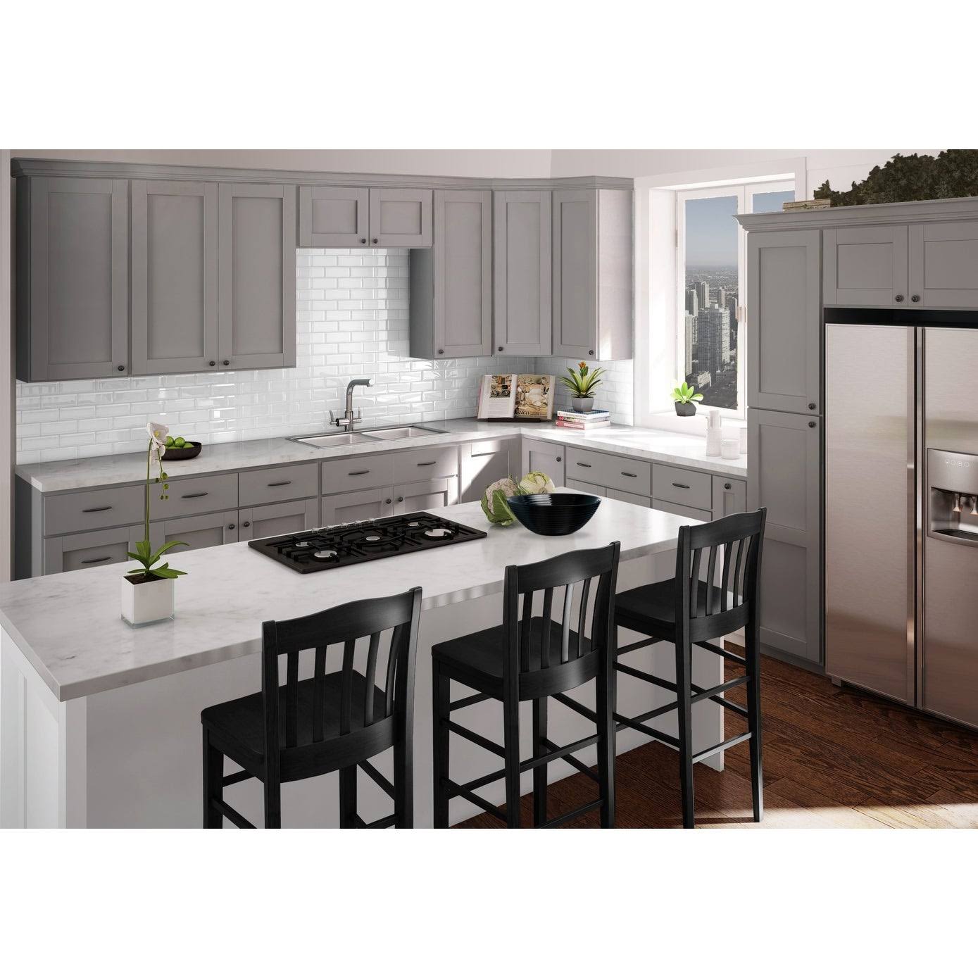 Dove Gray Double Door Farm Sink Base Cabinet Q350