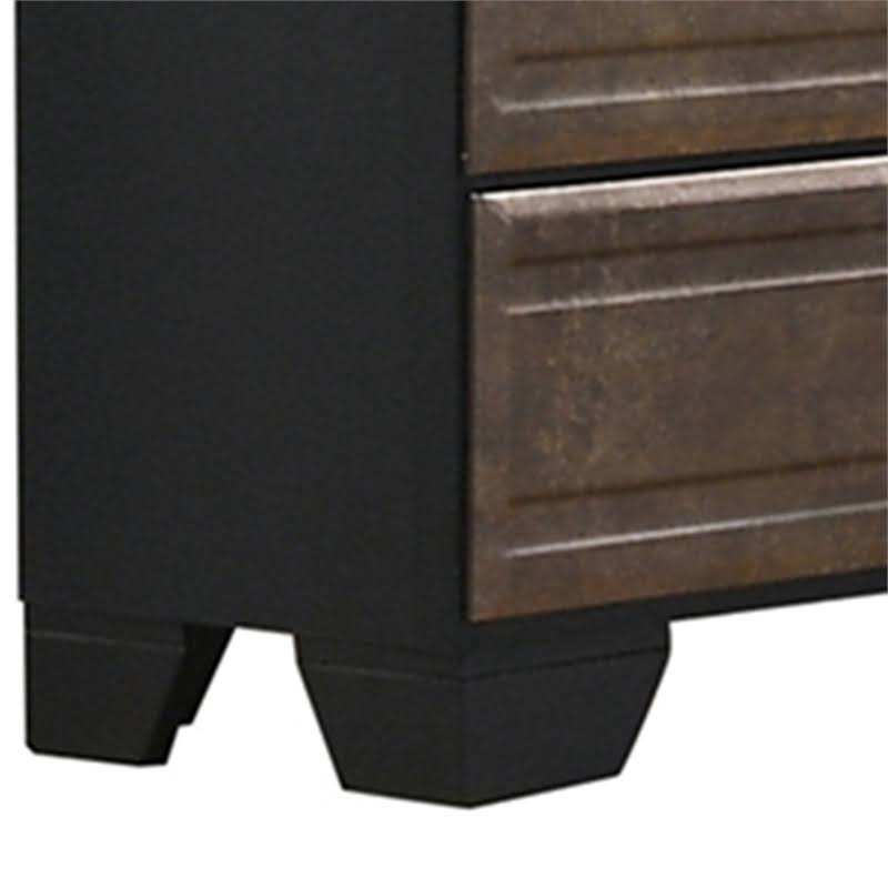 5 Drawer Chest in Dark Gray and Metallic Brown Wood X9440