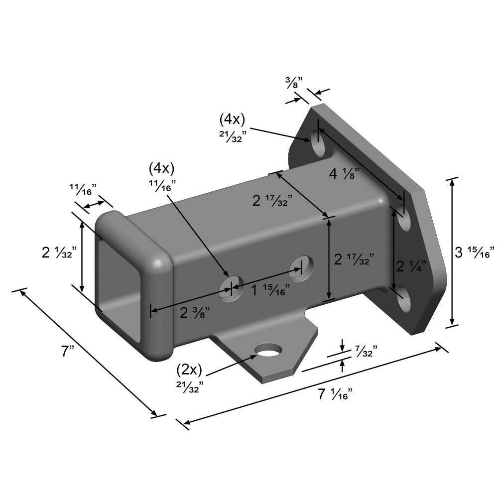 Bolt-On Receiver Tube - 2", Black U4174