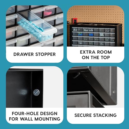 64 Drawer Plastic Parts Cabinet - Black F8817