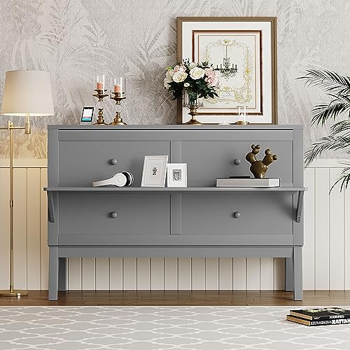Gray Queen Size Wood Murphy Bed J8860