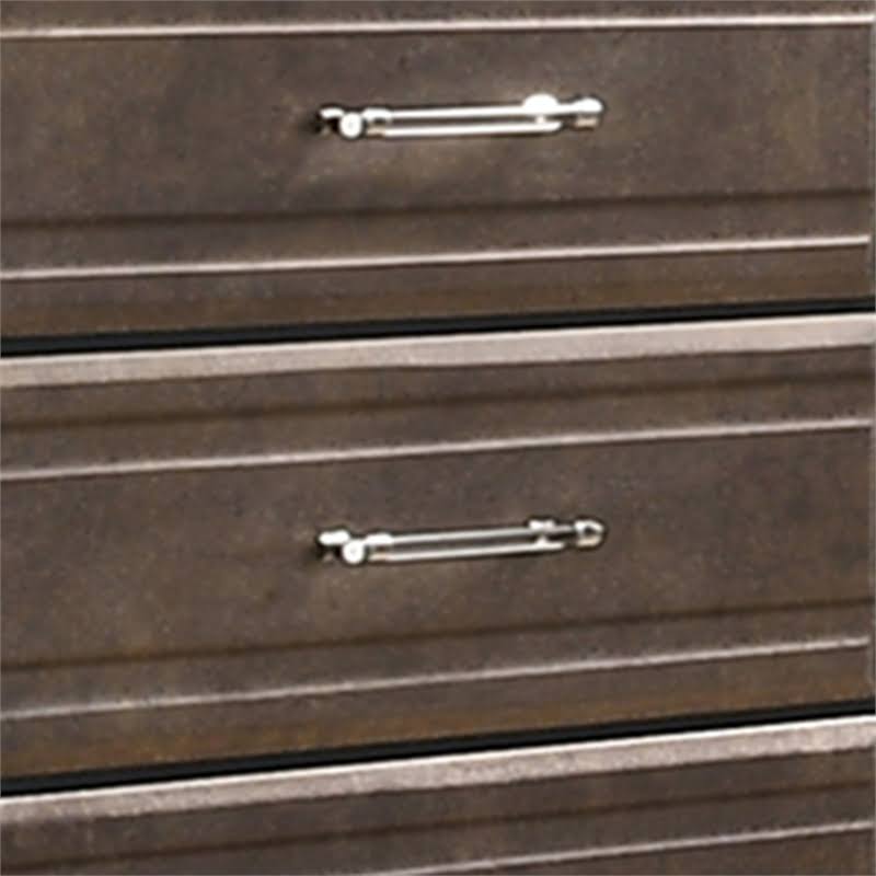 5 Drawer Chest in Dark Gray and Metallic Brown Wood X9440
