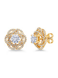18K Yellow Gold Plated Silver White Moissanite Stud Earrings (2.32 Cttw, Round 6MM) T580448