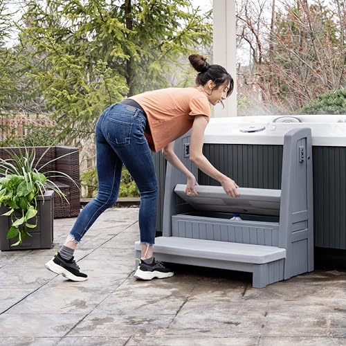 Gray 2-Step Storage Stool with Handrails O5622