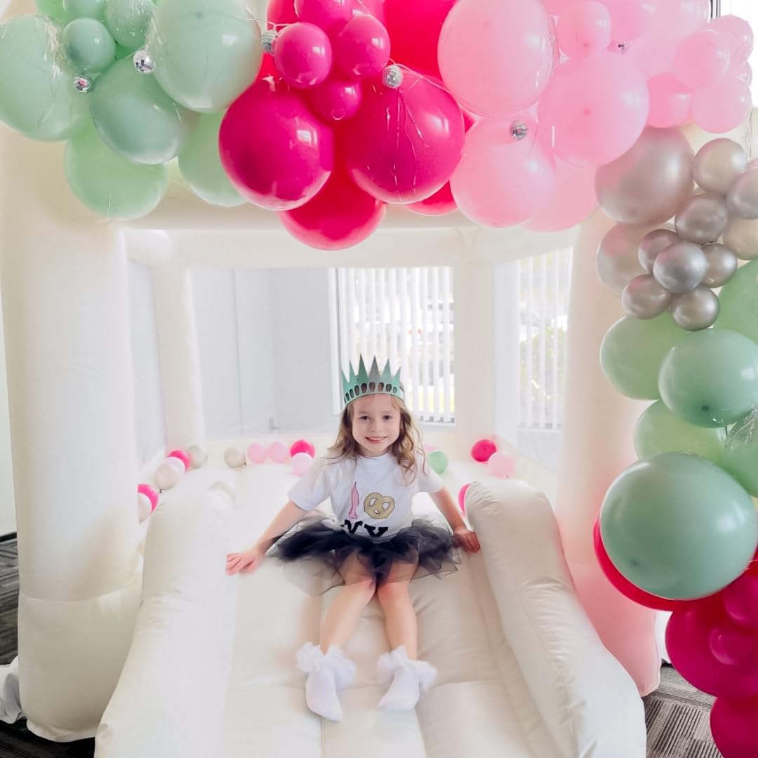 Small White Bounce House with Slide O8127