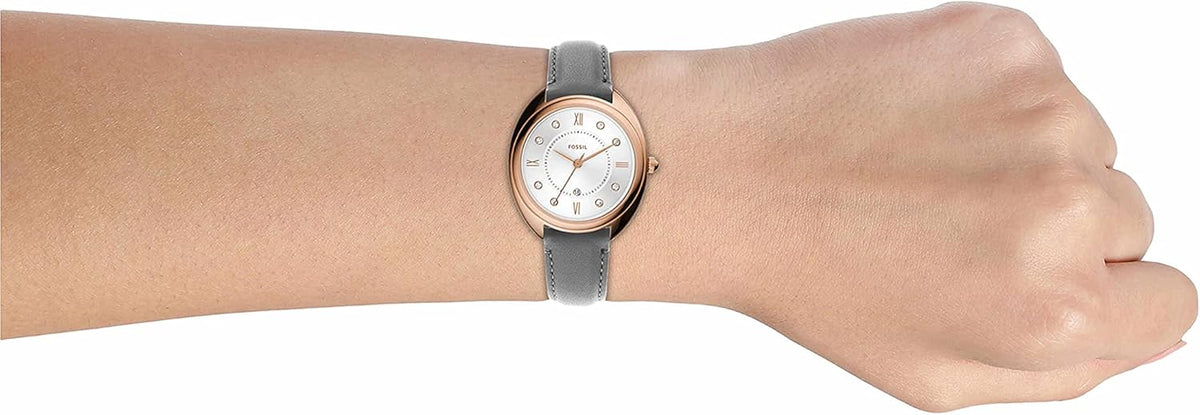 Rose Gold Grey Quartz Stainless Steel and Eco-Leather Three-Hand Watch C778011