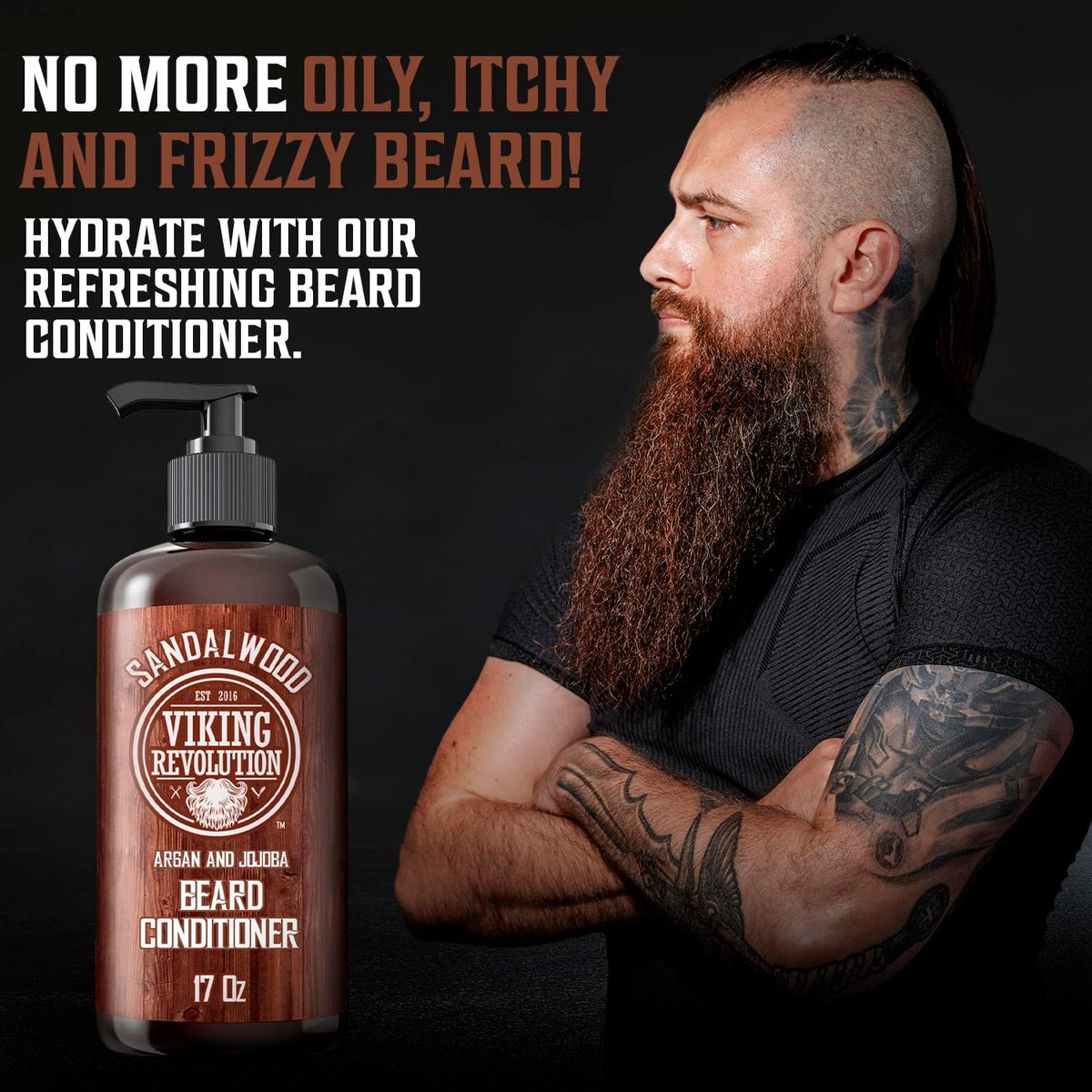 Beard Conditioner with Argan & Jojoba Oils, Sandalwood Scent, 17oz O601691