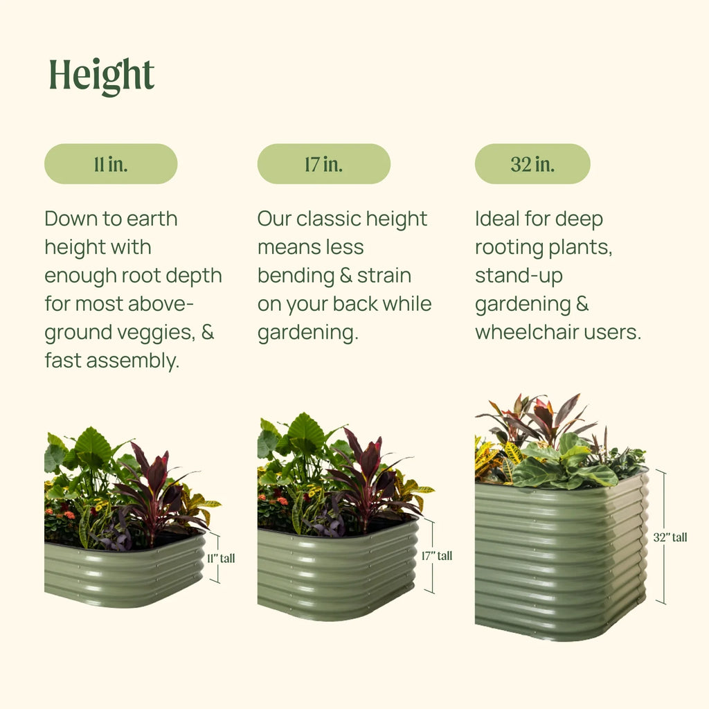 17" 10 in 1 Modular Metal Raised Gardening Bed Olive Green I15191