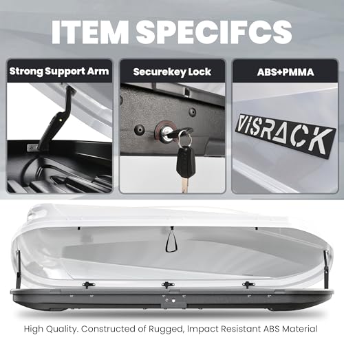 White 21 Cubic Feet Rooftop Cargo Box Carrier with Dual Side Opening G294