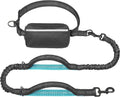 Hands Free Dog Leash with Zipper Pouch, Dual Padded Handles and Durable Bungee, Black Y693