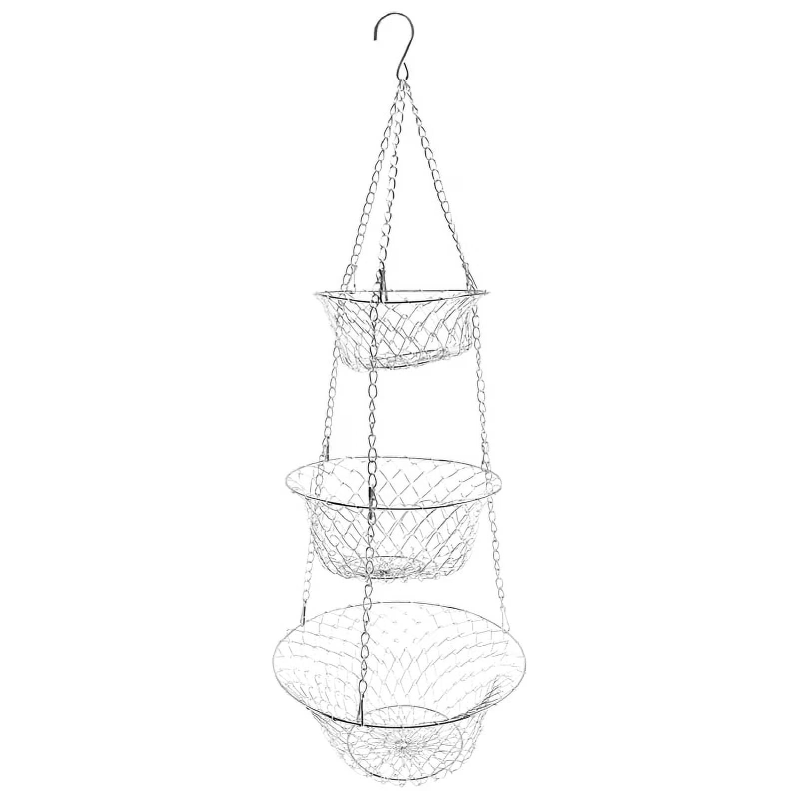 Silver 3 Tier Hanging Fruit Basket S559