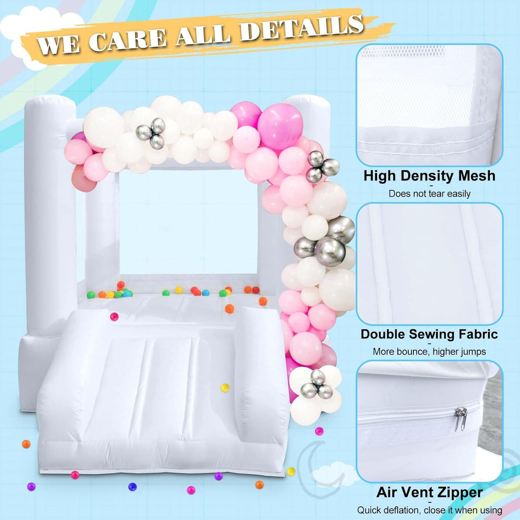 Small White Bounce House with Slide O8127